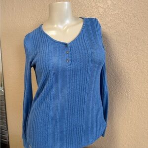 Maurices Blue Buttoned Long Sleeve Top